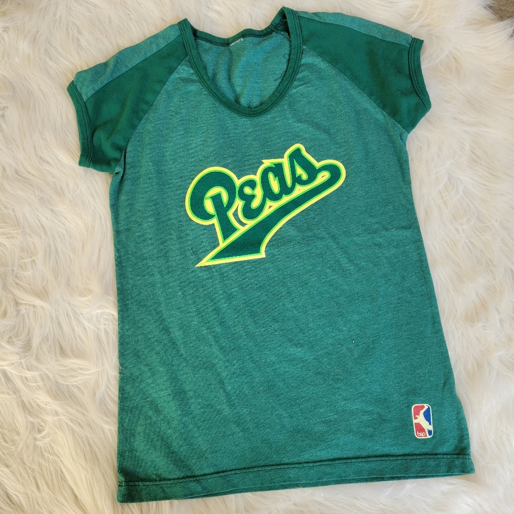 Black Eyed Peas Tee Green V-Neck Ringer T-Shirt